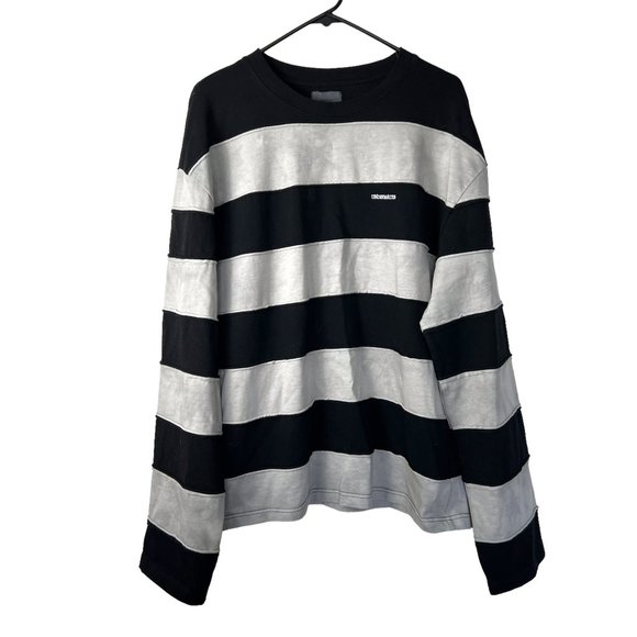 Underwater Ayu Cyberpunk Light Tie Dye Spliced Stripe Light Sweatshirt Top - Picture 2 of 7